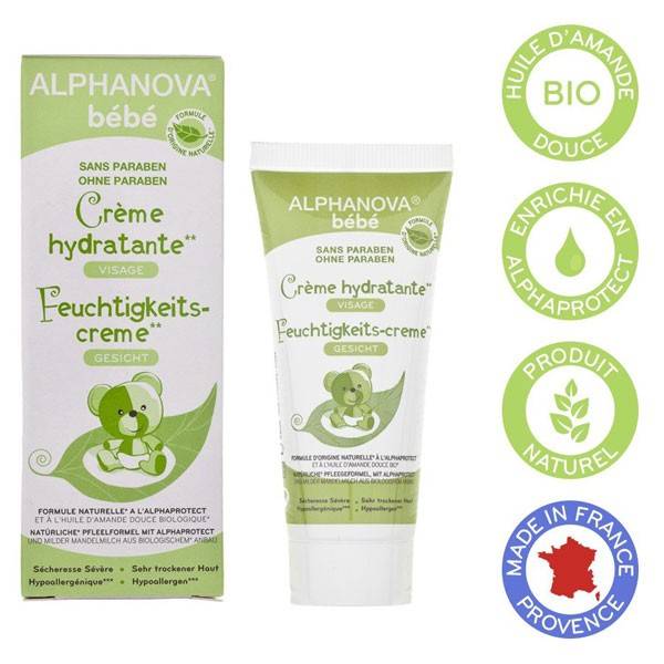 Crème bébé hydratante visage amande douce bio – 40 ml – Alphanova à 7,60 €