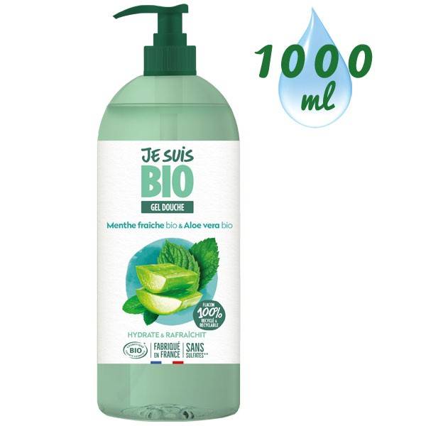 Organic Fresh Mint and Aloe Vera Shower Gel - 1 liter at 11,95 € - Je suis  Bio