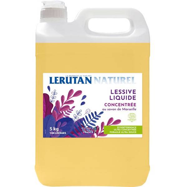 Lessive liquide concentrée au savon de Marseille - 5 litres - Lerutan à  23,20 €