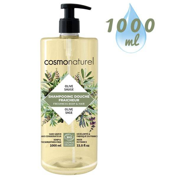 Shampooing douche Fraîcheur Olive Sauge – 1000 ml à 12,51 € - Cosmo Naturel