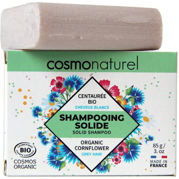 Shampooing solide cheveux blancs Centaurée bio - 85gr à 7,80 € - Cosmo  Naturel
