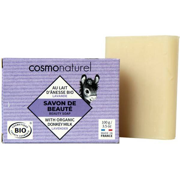 Savon Bio de beauté au lait d'Ânesse parfumé à huile essentielle de Lavande  – 100 gr – Cosmo Naturel à 4,10 €