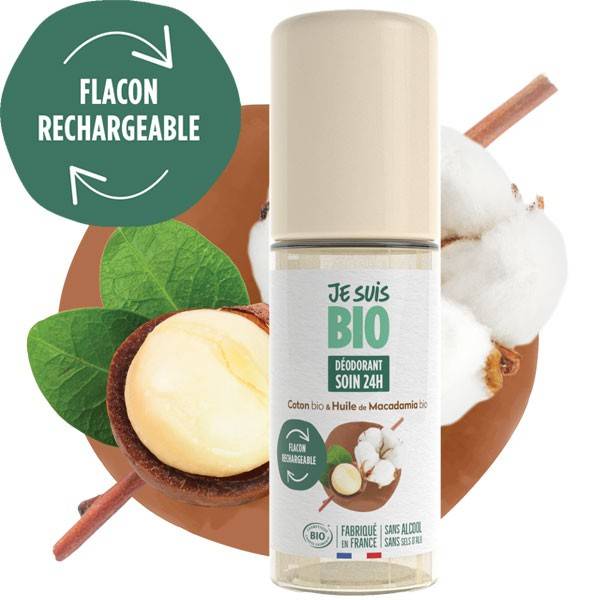 Roll on deodorant care 24h organic cotton and macadamia - 50 ml at 5,30 € -  Je suis Bio