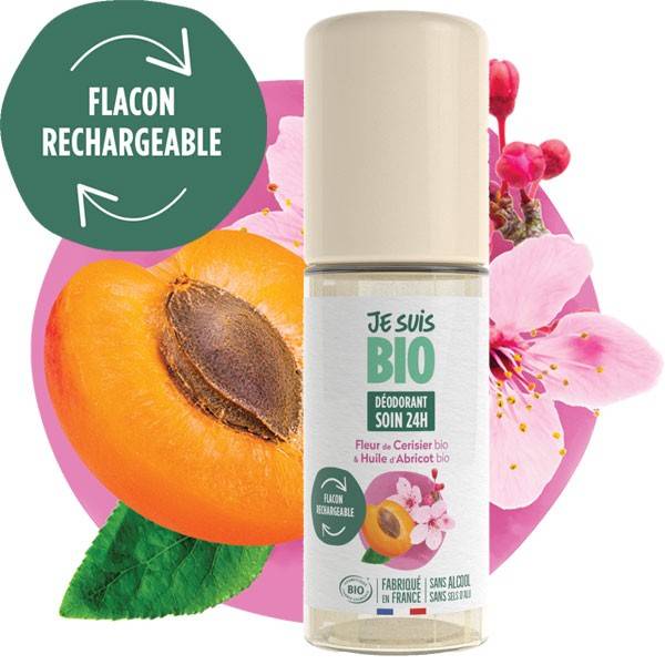 Deodorant Roll on 24h care Organic cherry blossom and apricot - 50 ml - Je  suis Bio at 5,30 €