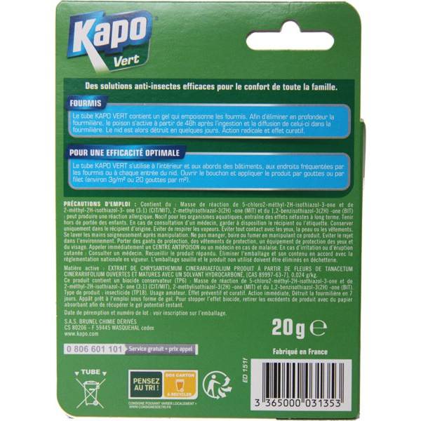100% natural anti-ant gel bait tube – 20 gr at 7,50 € - Kapo