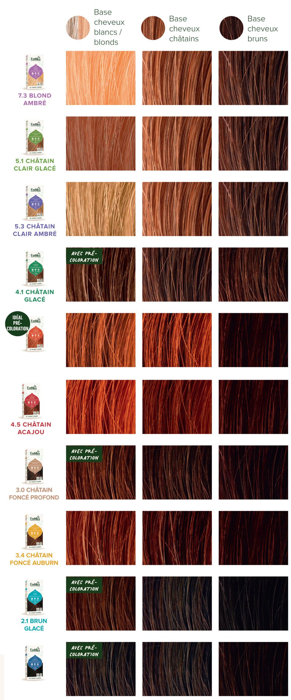 Nuancier complet des colorations végétales Emblica