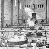 Gravure historique d'une savonnerie à Marseille