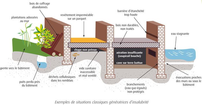 Exemples de situations classiques génératrices d'insalubrités