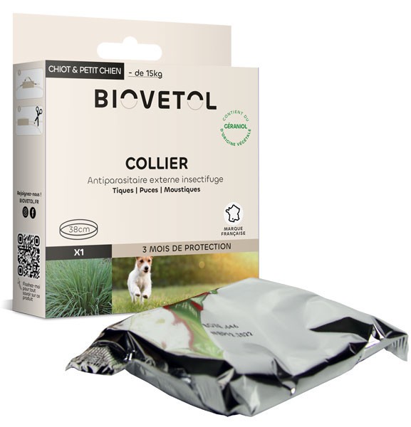 Collier insectifuge au géraniol pour petit chien - Biovétol - Vue 1