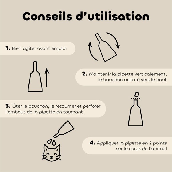 Conseils d'utilisation pour les 3 pipettes insectifuge Bio pour chat et chaton - Biovétol