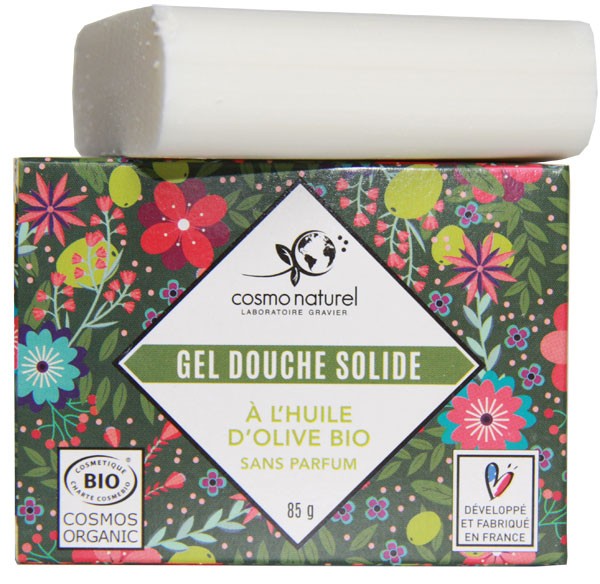 Gel douche solide Huile d'olive bio sans parfum - 85 grs - Cosmo Naturel - Vue 1