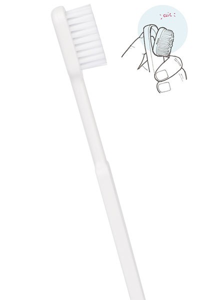 Brosse à dents médium blanche écologique et rechargeable en bioplastique - Caliquo