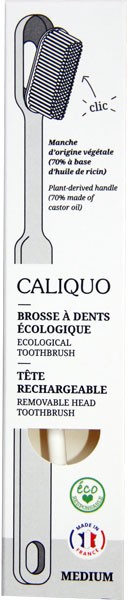Brosse à dents médium blanche écologique et rechargeable en bioplastique - Caliquo - Vue 1