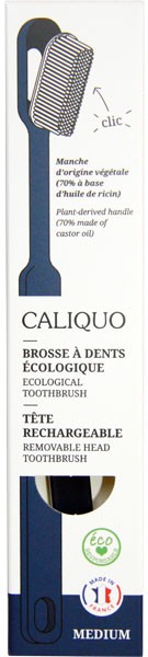 Brosse à dents médium bleu marine écologique et rechargeable en bioplastique - Caliquo - Vue 2