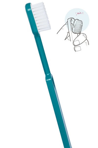 Brosse à dents médium bleu turquoise écologique et rechargeable en bioplastique - Caliquo