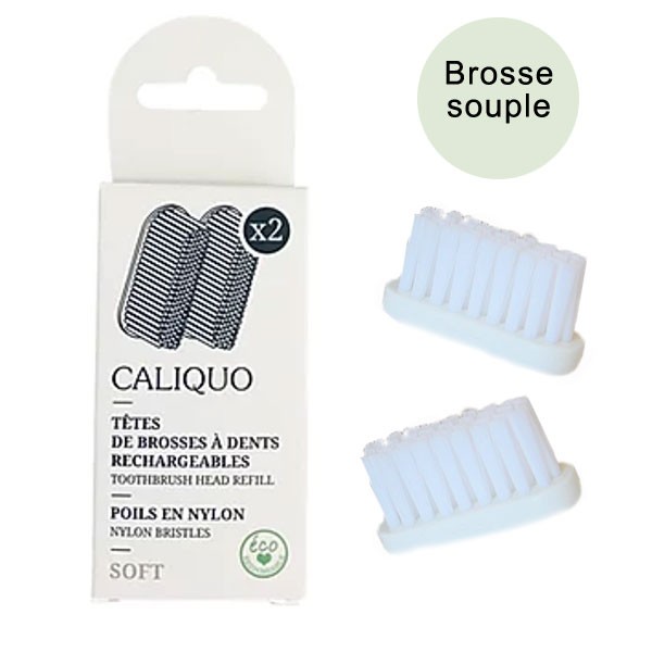 Lot de 2 recharges pour brosse à dents souples - Caliquo