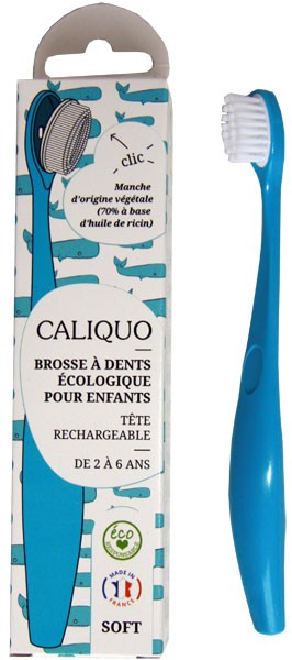 Brosse à dents enfant bleue à tête rechargeable - Caliquo