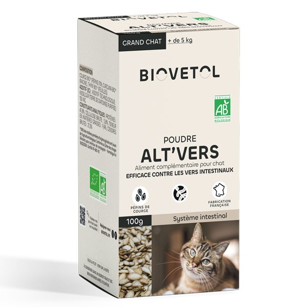Poudre Alt'Vers - Vermifuge naturel pour chat de plus de 5 kg - Biovétol - Vue 1