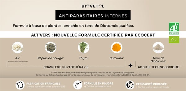 Poudre Alt'Vers bio - Grand chien (+ 20 kg) - Vermicide naturel