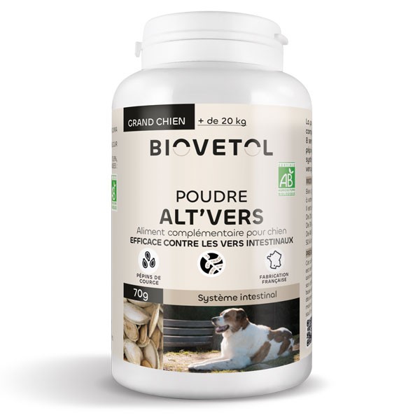 Poudre Alt'Vers - Vermifuge naturel grand chien (+ 20 kg) - Biovétol - Vue 1