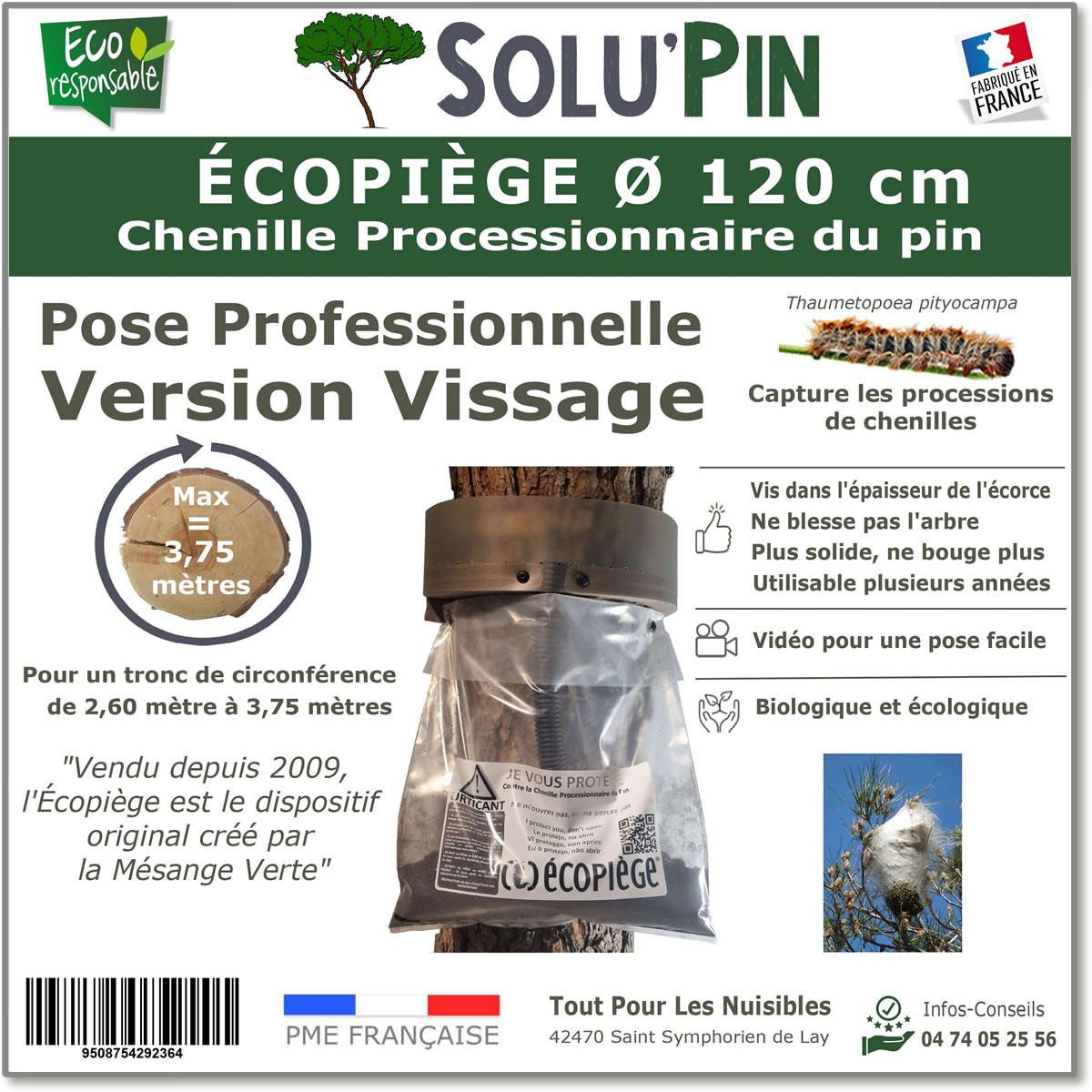 Écopiège Version Vissage Ø 120 cm SOLUPIN, Collier piège chenille processionnaire du pin et du cèdre.