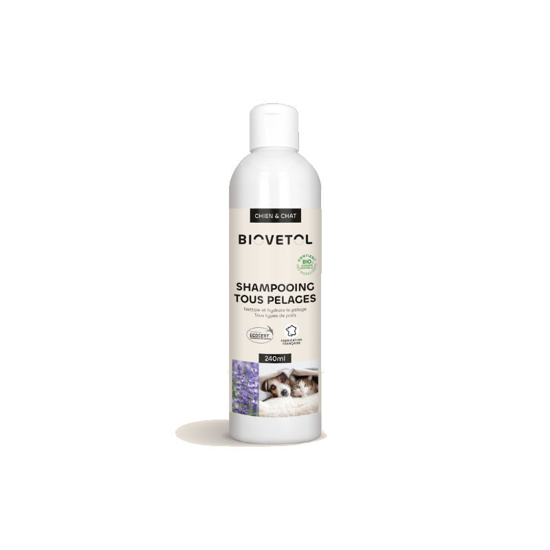 Shampoing chiens et chats tous pelages BIO 240ml