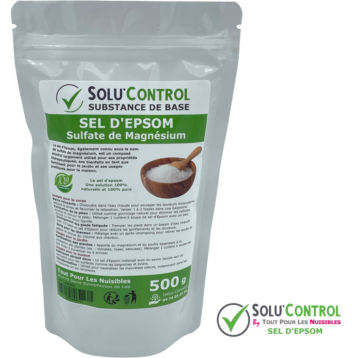 Sel d’Epsom : Relaxation, soin du corps, déodorant, fertilisant - SOLU'CONTROL