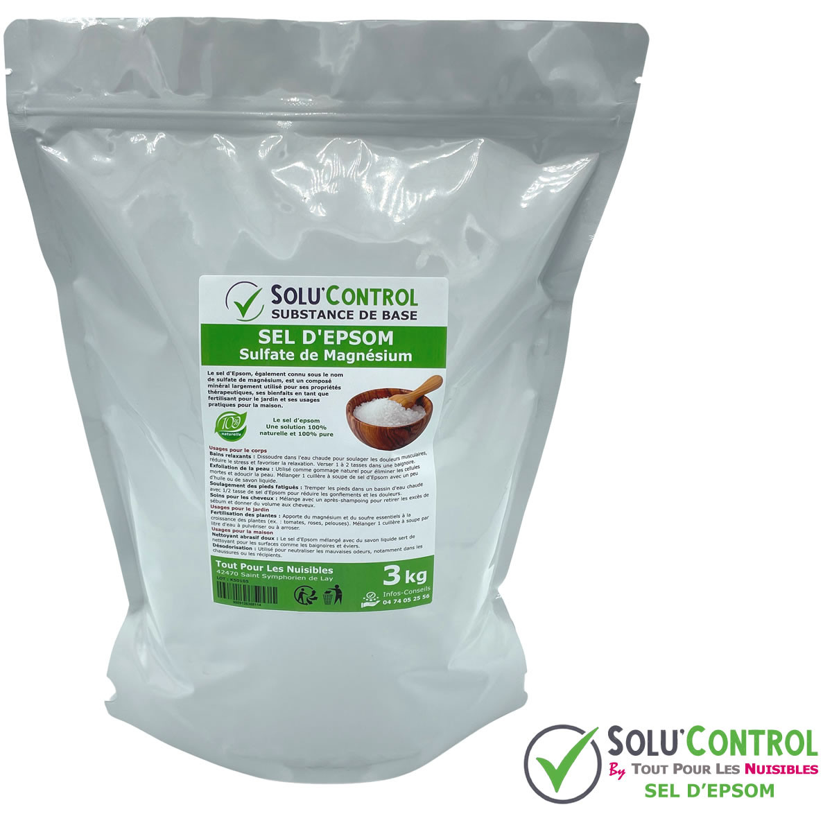 Sel d’Epsom : Relaxation, soin du corps, déodorant, fertilisant - SOLU'CONTROL