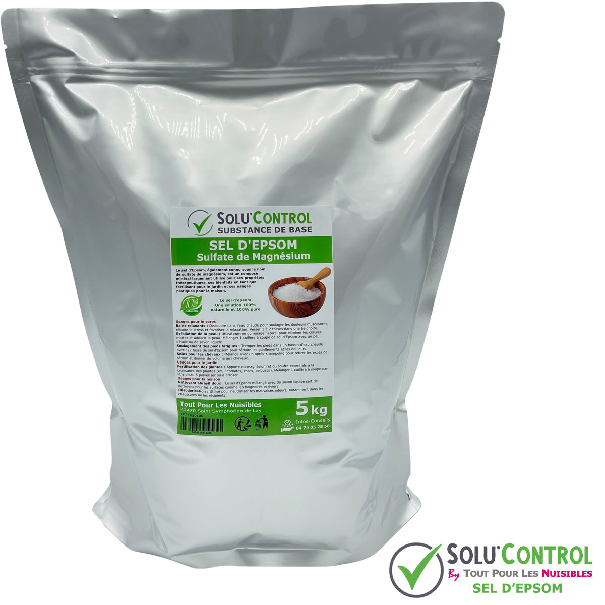 Sel d’Epsom : Relaxation, soin du corps, déodorant, fertilisant - SOLU'CONTROL