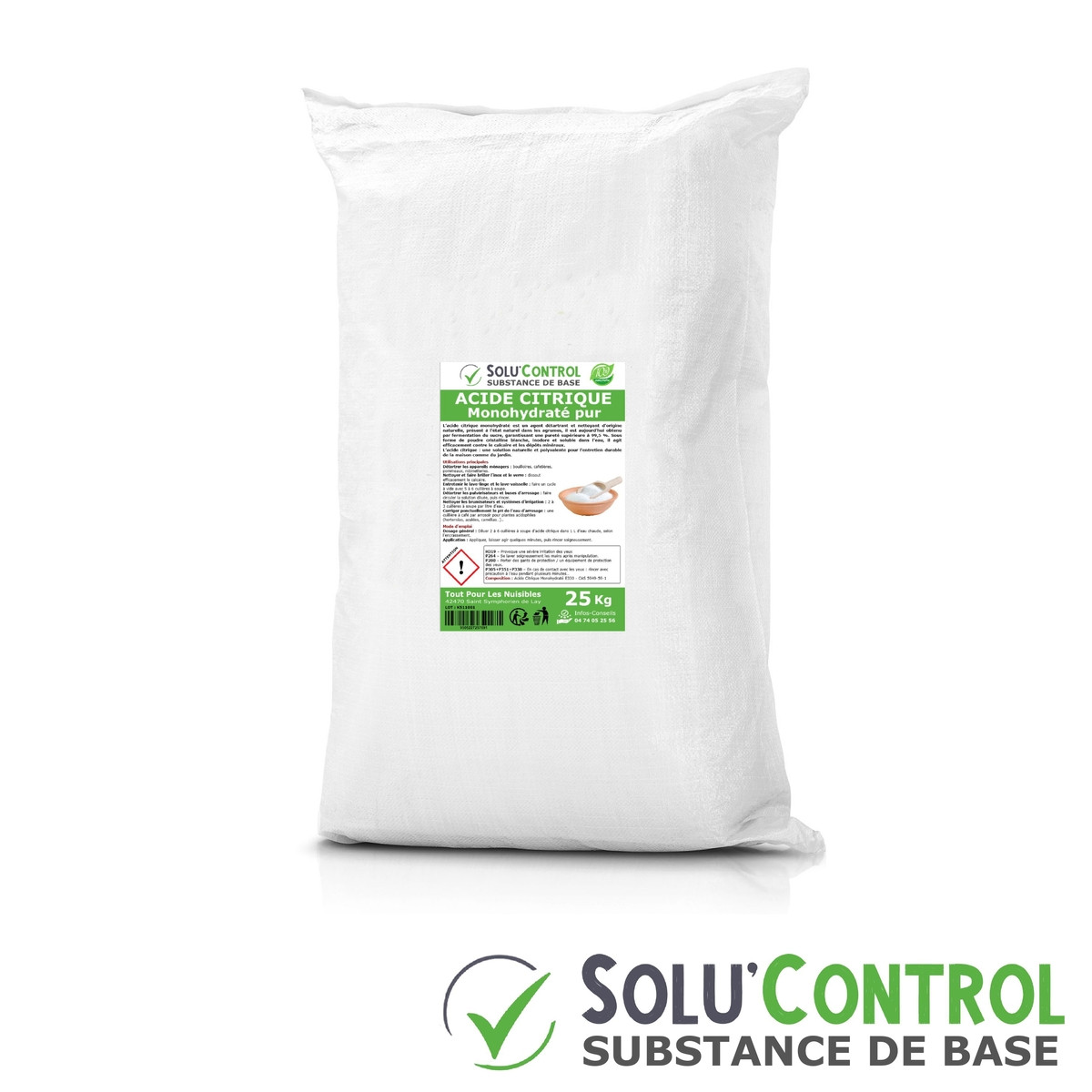 Acide citrique monohydraté pur : Nettoyer, détartrer, raviver l'inox et corriger le pH - SOLU'CONTROL