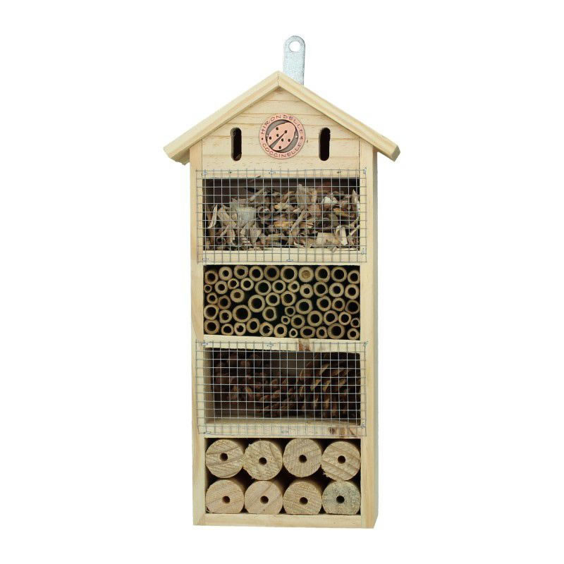 Hôtel à insectes auxiliaires en pin