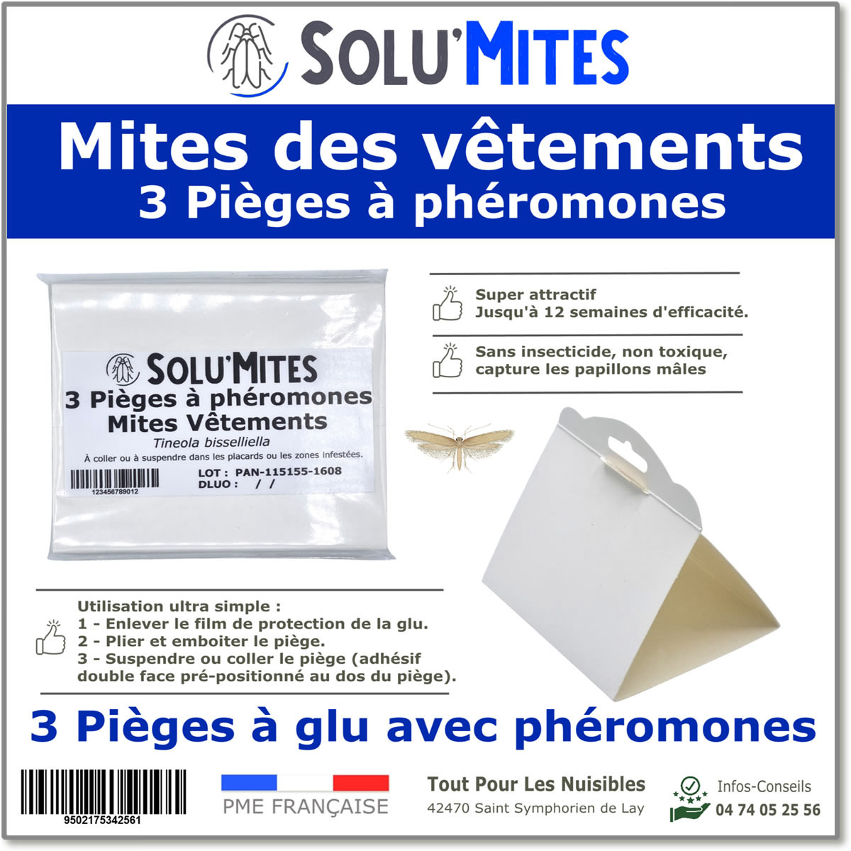 Mite du vêtement-lot de 3 pièges à phéromone