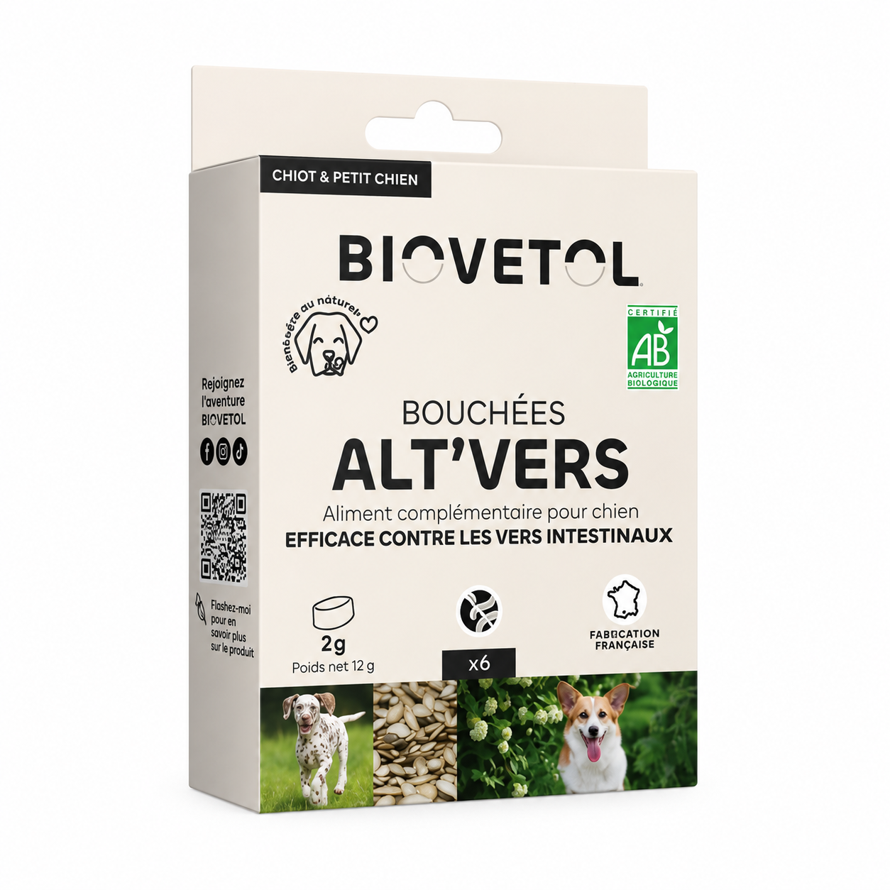 Bouchées Alt'Vers bio - Petit chien (- 20 kg)