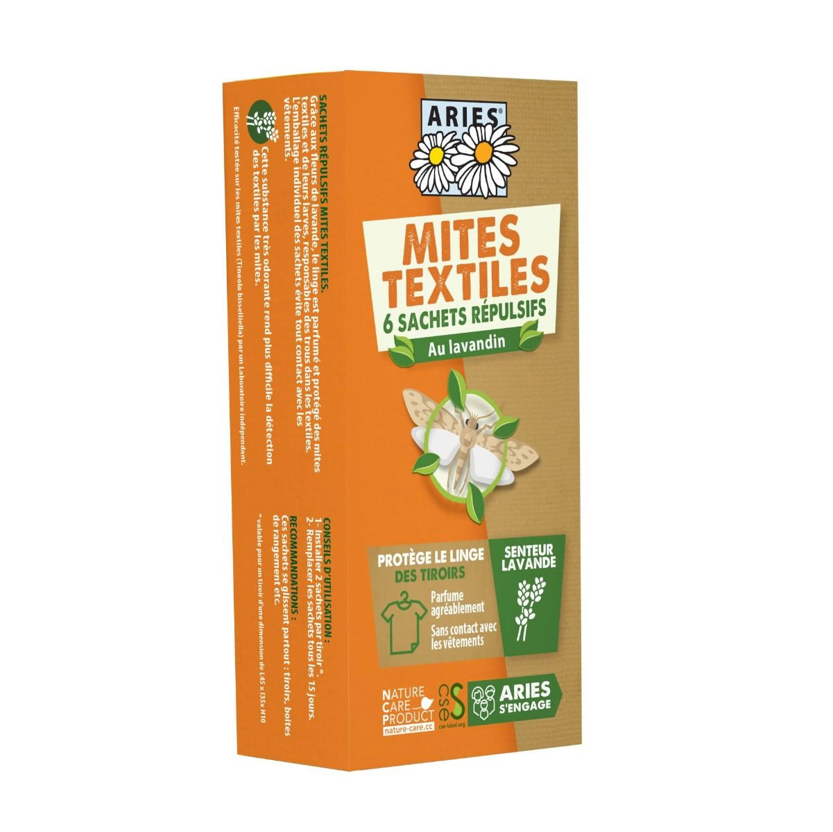 Répulsif mites textiles pour tiroirs - Lot de 6 sachets