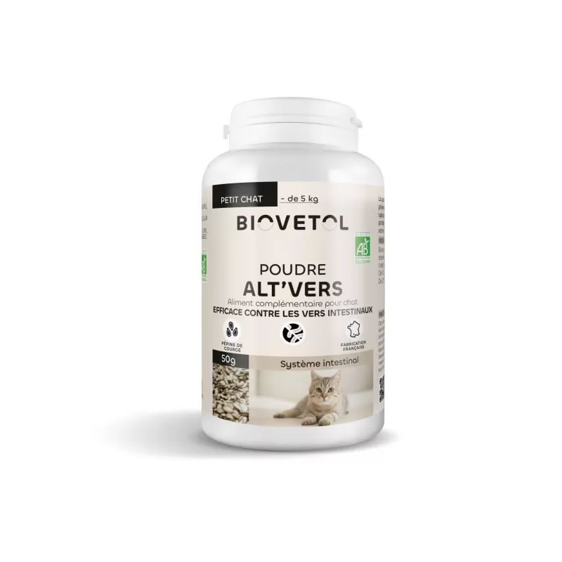 Poudre Alt'Vers bio - Petit chat (- 5 kg) - Vermicide naturel