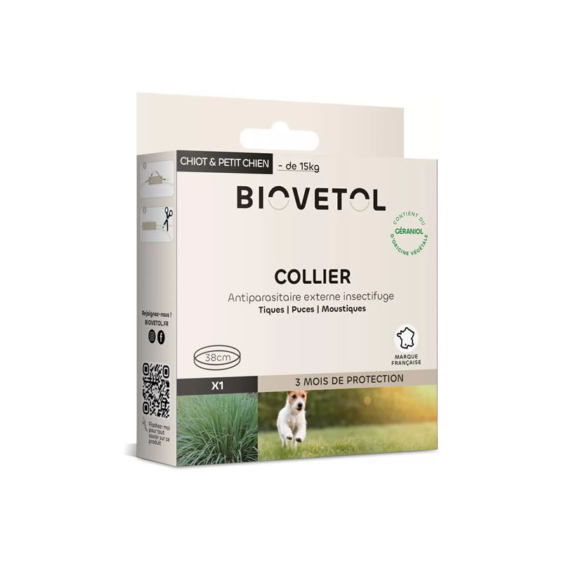 Collier insectifuge au géraniol pour chiots et petit chien