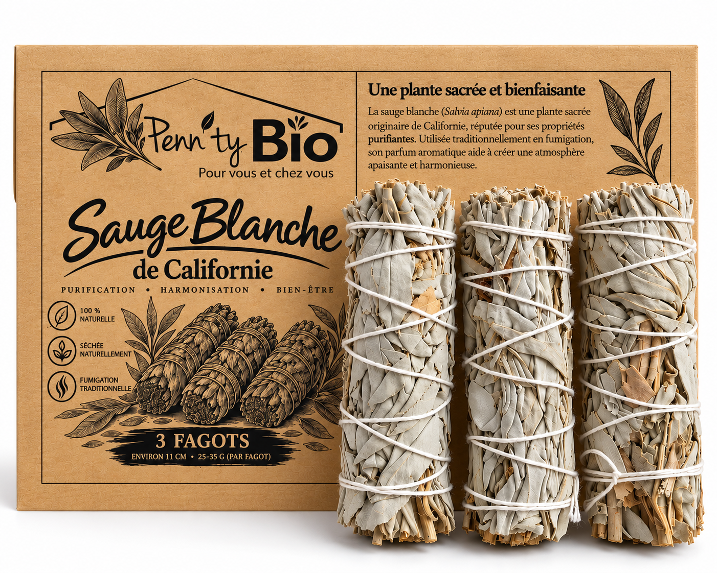 PENNTY BIO - Sauge Blanche Apiana Californie - 3 Fagots