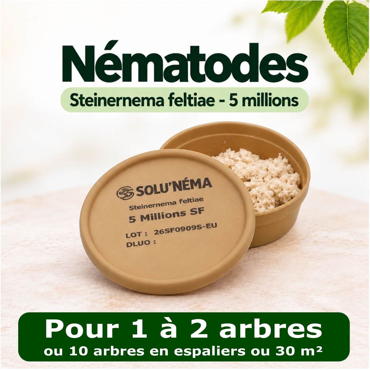 Traitement Carpocapse pomme, poires et noix - 5 millions Nématodes SF - Conditionnement et dosage