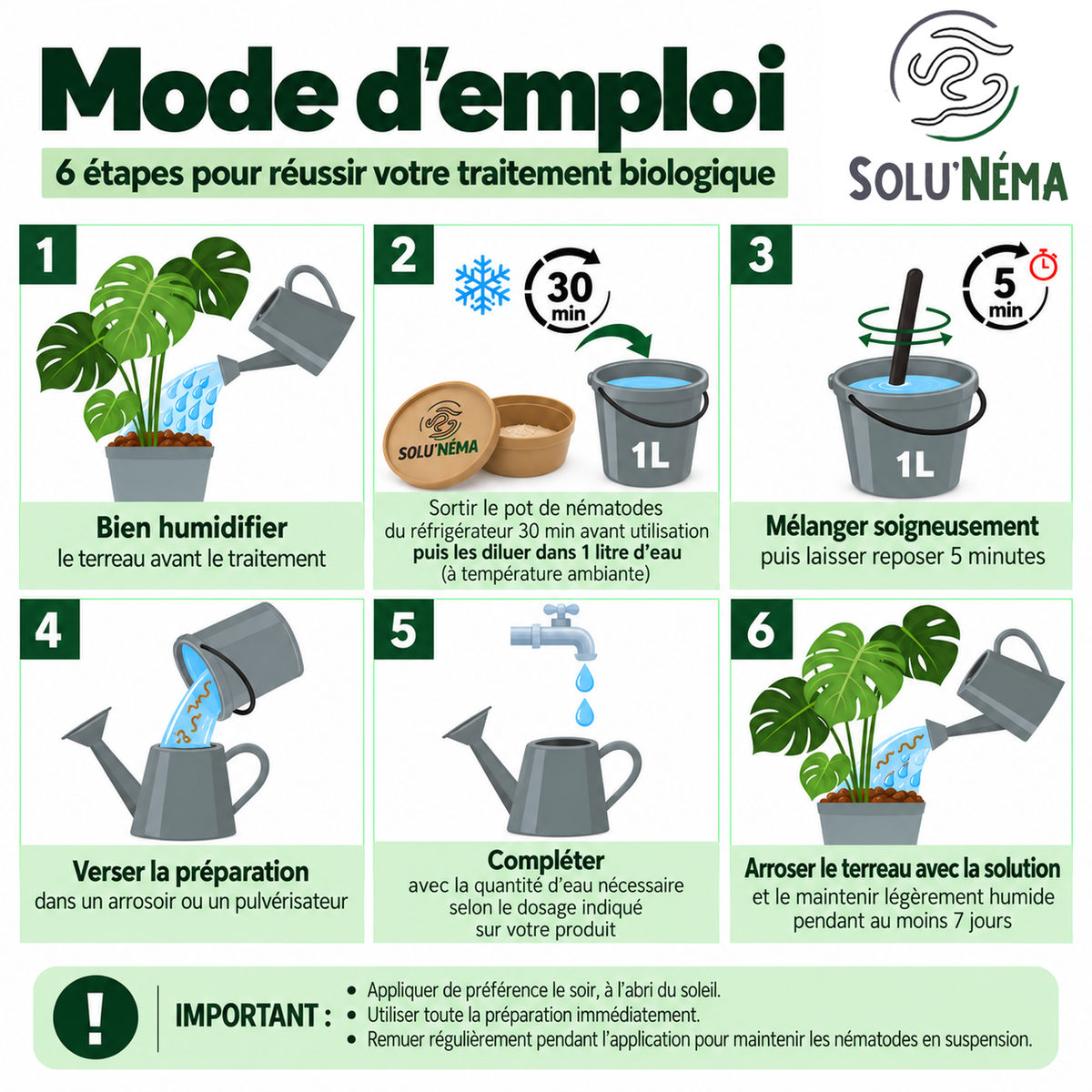 Notice comment appliquer les Nématodes SF contre les Mouches du terreau