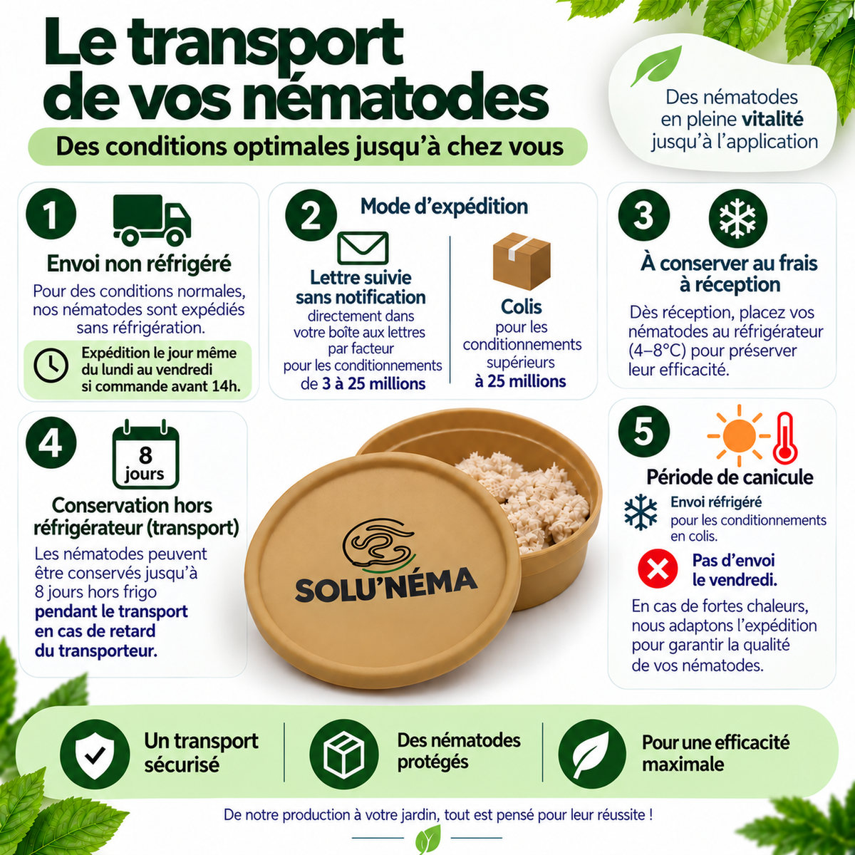 Comment sont livrés les nématodes Solunéma