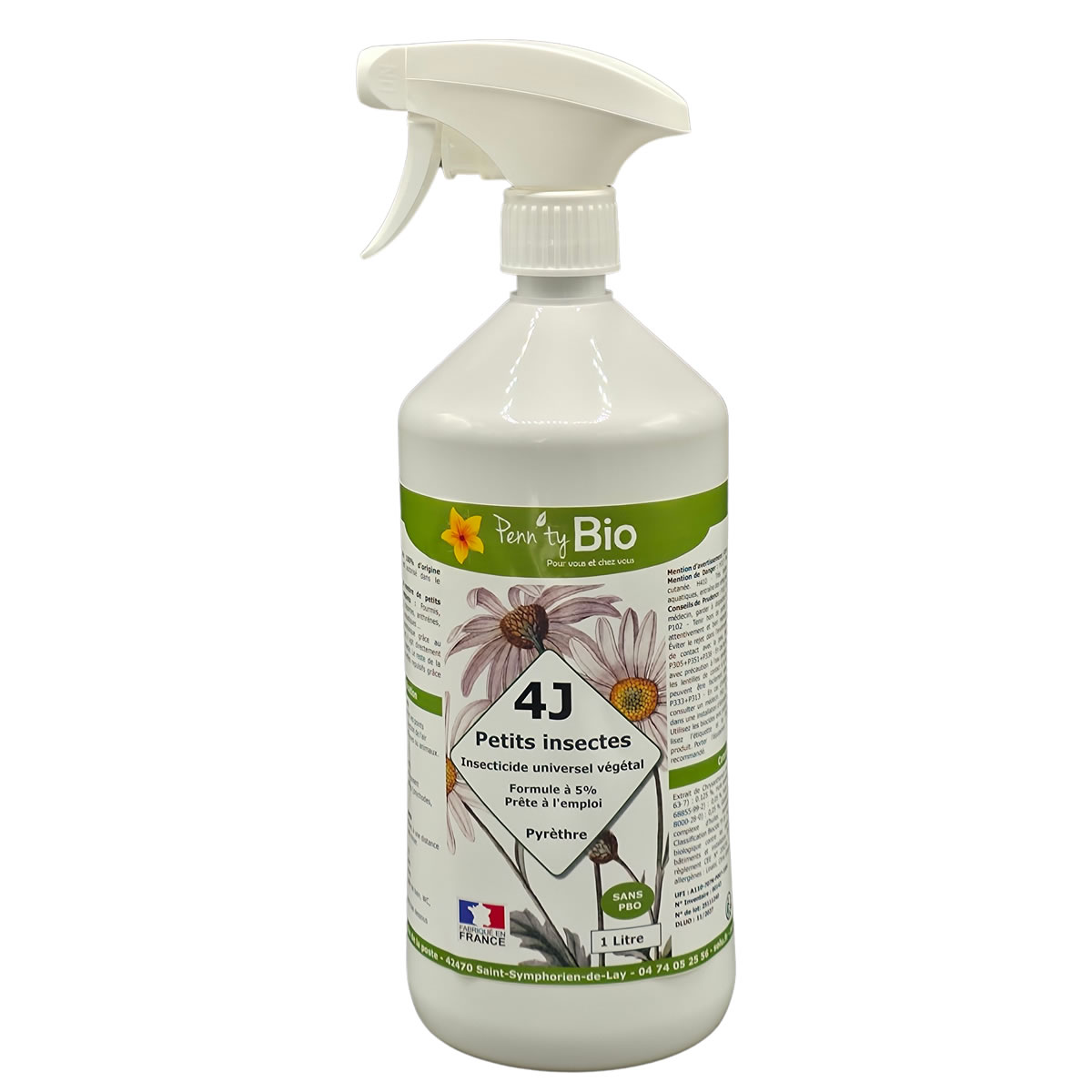 Insecticide 4J dilué 5% - Tous insectes  - Prêt à l'emploi - Flacon de 1L