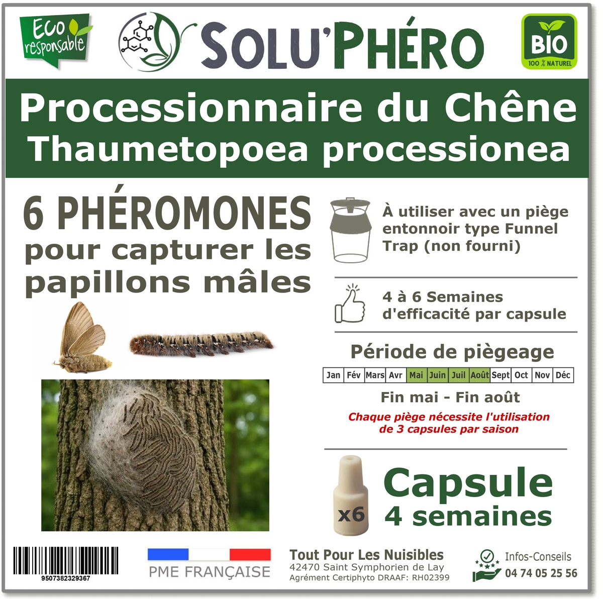 Soluphero - Phéromone processionnaire chêne par 6