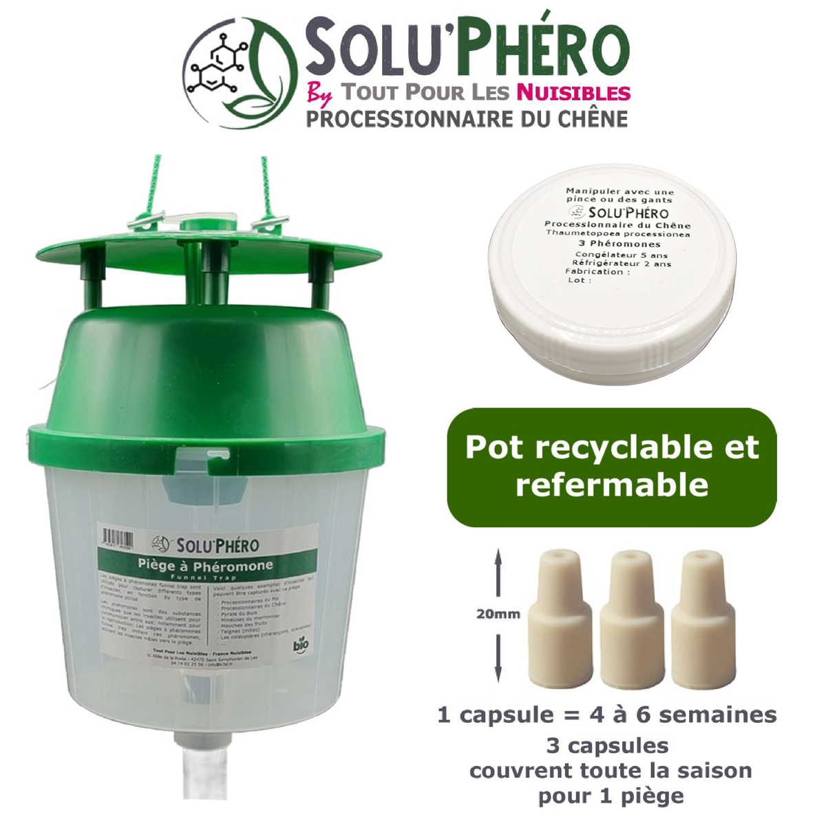 Conditionnement kit piège plus 3 phéromones contre la processionnaire chêne