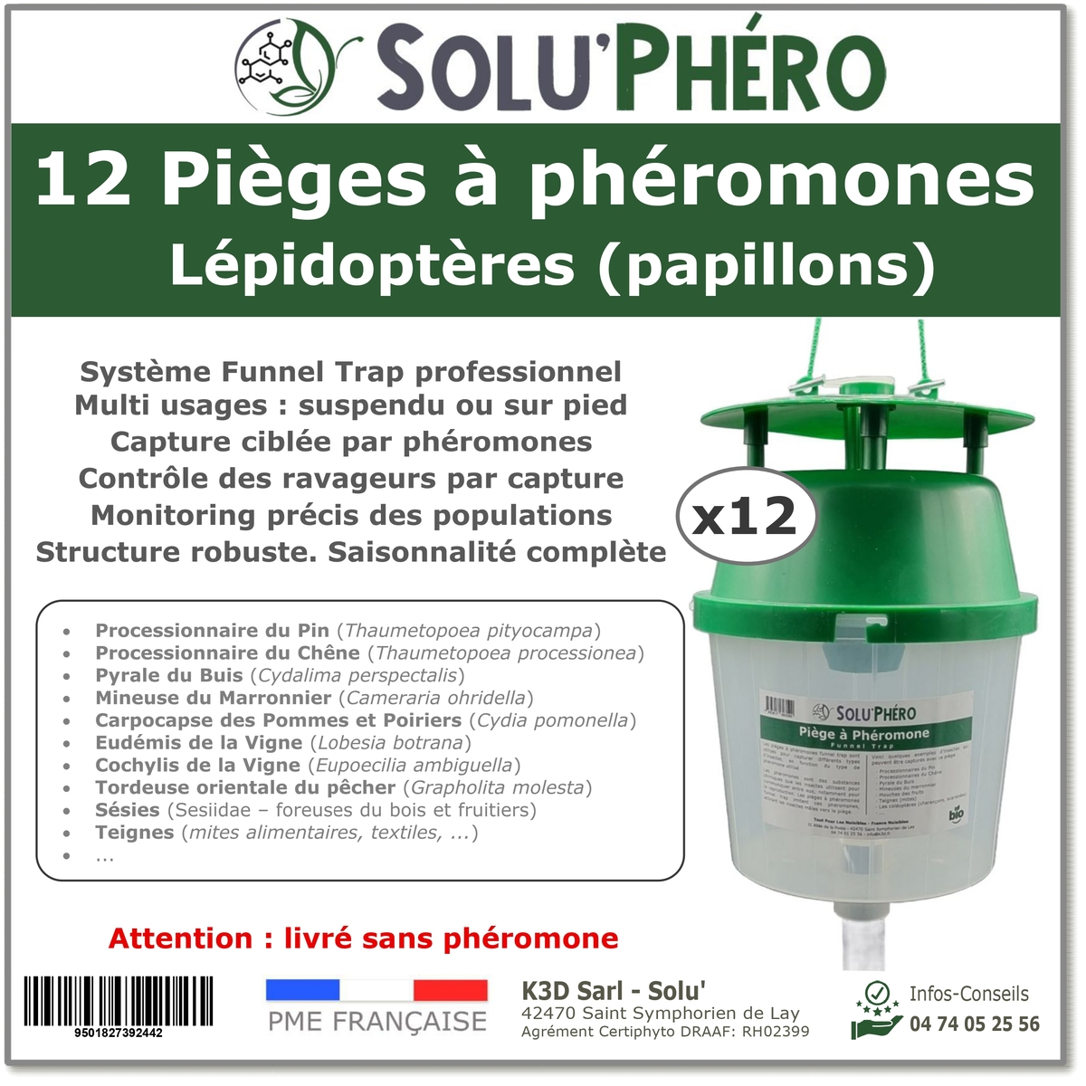 SOLU’PHÉRO - Lot de 12 pièges à phéromones