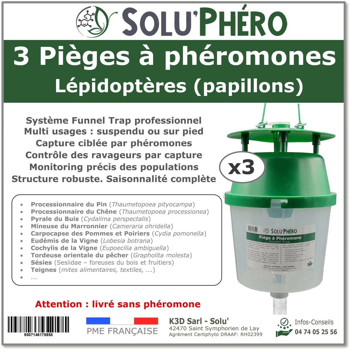 SOLU’PHÉRO - Lot de 3 pièges à phéromones