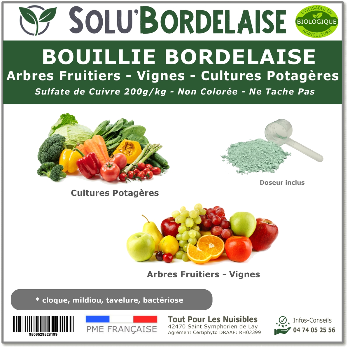 Bouillie Bordelaise Non Colorée Arbres Fruitiers, Cultures Potagères, Vignes, SOLU'BORDELAISE-master