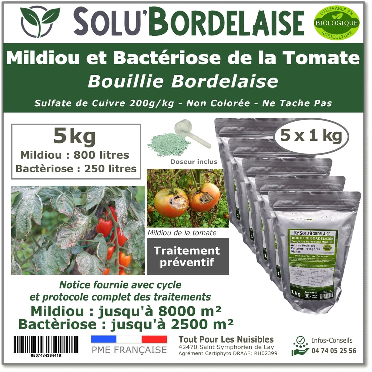 SOLU'BORDELAISE Mildiou et bactériose de la tomate 5kg