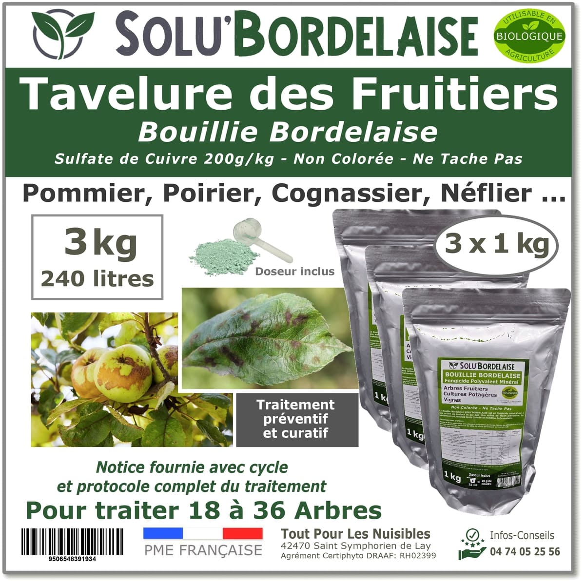 SOLU'BORDELAISE Tavelure des Fruitiers 3kg