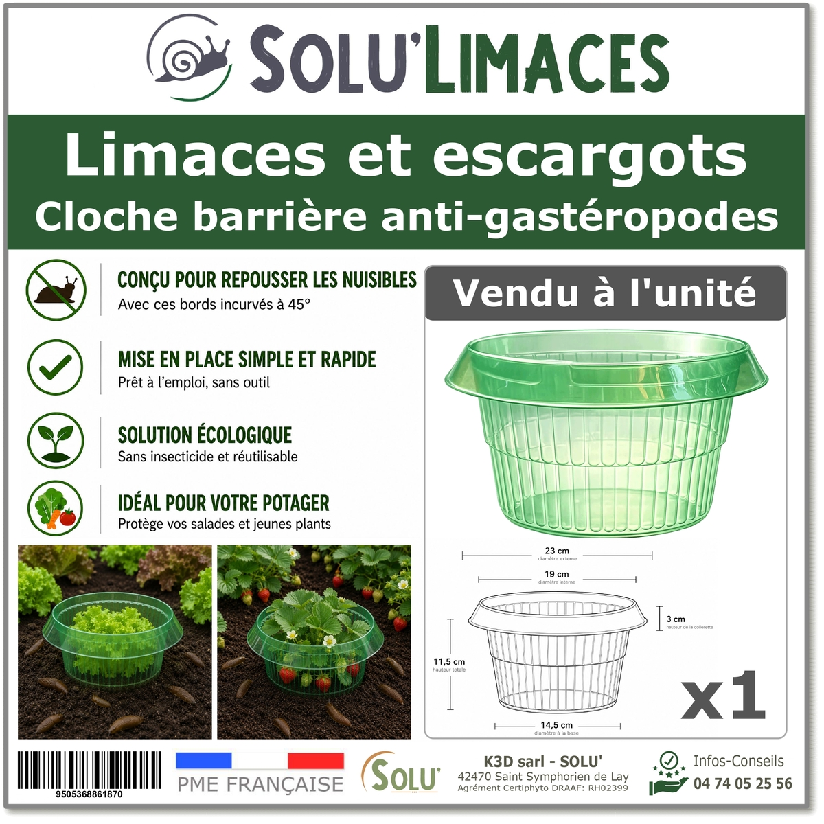 Cloche Anti-Limaces et Escargots SOLU'LIMACES