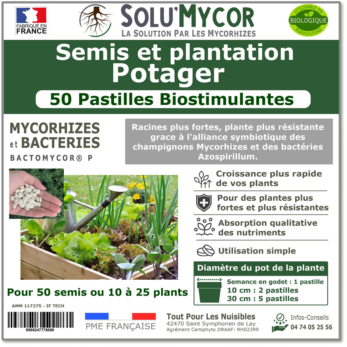 Comprimés biostimulants, SOLU'MYCOR Potager - 50 pastilles